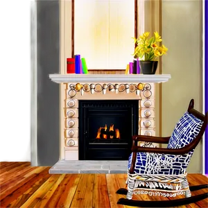 Rocking Chair By Fireplace PNG 39