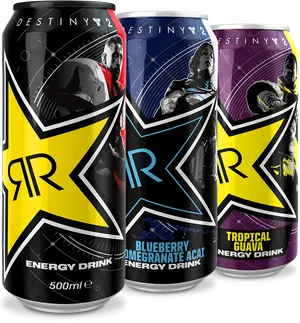 Rockstar Destiny2 Energy Drink Cans PNG image
