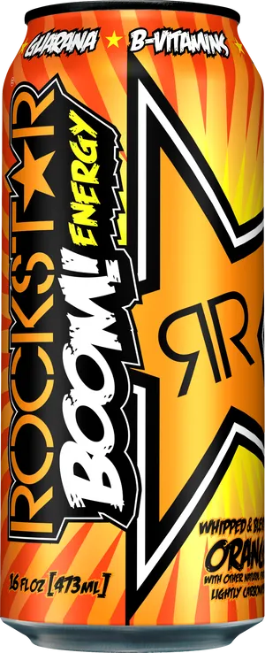 Rockstar Energy Drink Boom Whipped Orange Can PNG image