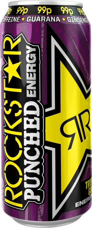 Rockstar Punched Energy Drink Can PNG image
