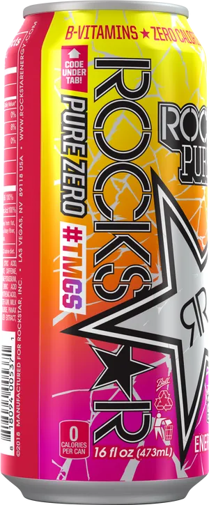 Rockstar Pure Zero Energy Drink Can PNG image