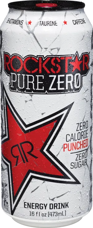 Rockstar Pure Zero Energy Drink Can PNG image