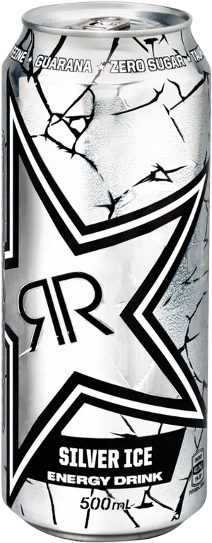 Rockstar Silver Ice Energy Drink Can PNG image