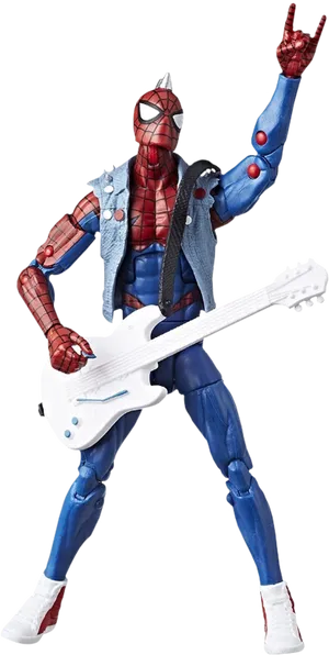 Rockstar Spiderman Figure With Guitar PNG image