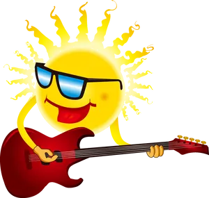 Rockstar Sun Playing Guitar PNG image