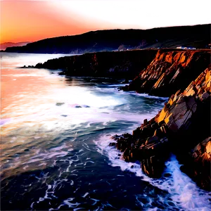 Rocky Coastline At Sunrise Photo PNG Axy68
