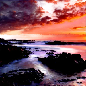 Rocky Coastline At Sunrise Photo PNG Hdp