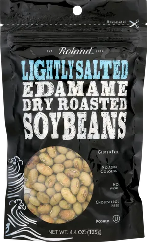 Roland Lightly Salted Edamame Dry Roasted Soybeans Package PNG image