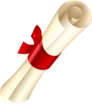 Rolled Diplomawith Red Ribbon PNG