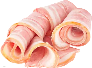 Rolled Slicesof Raw Bacon PNG image