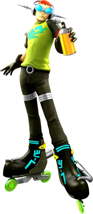 Rollerblading Character With Spray Can PNG image