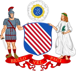 Roman Soldier And Peace Figure With Crest PNG image