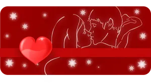 Romantic Couple Silhouette Heart Background PNG image