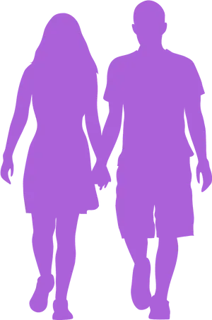 Romantic Couple Silhouette Walking Together PNG image