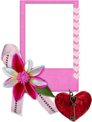 Romantic Floral Love Frame PNG image