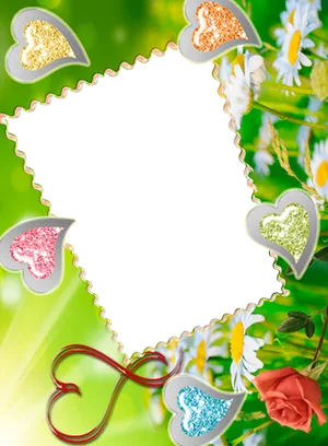 Romantic Floral Love Frame PNG image