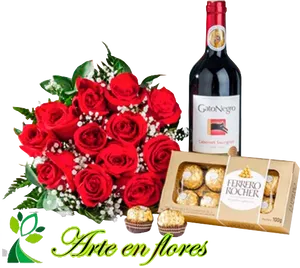 Romantic Gift Set Roses Wine Chocolates
