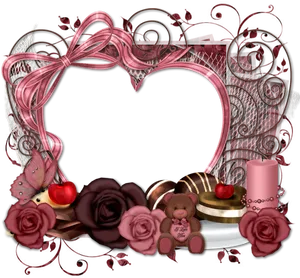 Romantic Heart Frame Design PNG image