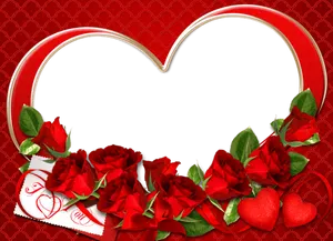 Romantic Heart Framewith Red Roses PNG image