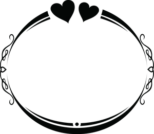 Romantic Hearts Frame Blackand White PNG
