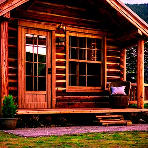 Romantic Log Cabin Getaway PNG Suw