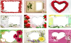 Romantic Love Photo Frames Collection PNG image