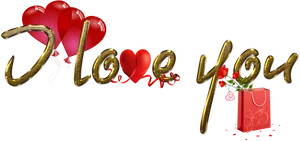 Romantic Love You Balloonsand Roses PNG image