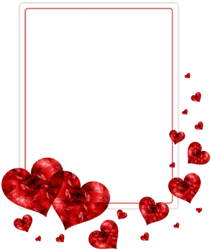 Romantic Red Hearts Photo Frame PNG image