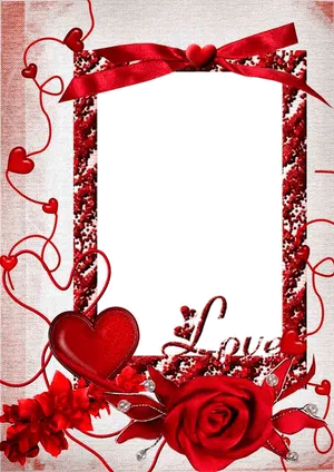 Romantic Red Love Photo Frame PNG image