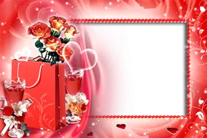 Romantic Red Love Photo Frame PNG image