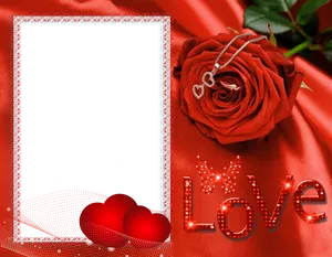 Romantic Red Rose Love Photo Frame PNG image