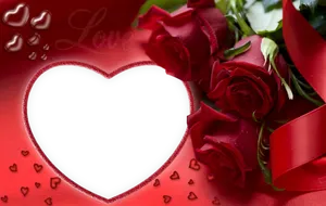 Romantic Red Roses Love Frame PNG image