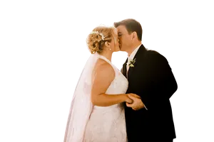 Romantic Wedding Kiss Black Background PNG image