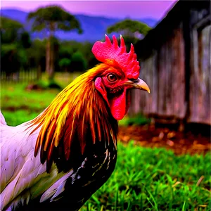 Rooster In Farm Setting PNG 05242024