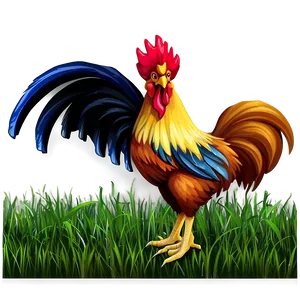 Rooster In Grassland PNG 05242024