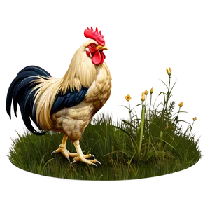 Rooster In Grassland PNG 97