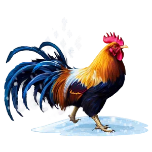 Rooster In Snow Scene PNG 93