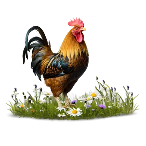 Rooster In Wildflowers PNG Evy67 PNG