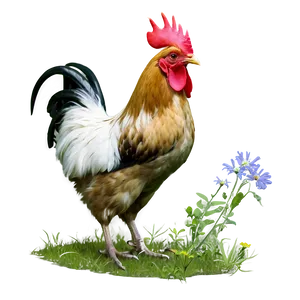 Rooster In Wildflowers PNG Jcy PNG