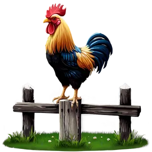 Rooster On Fence Post PNG Dno70 PNG