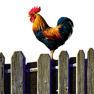 Rooster On Fence Post PNG Qen PNG