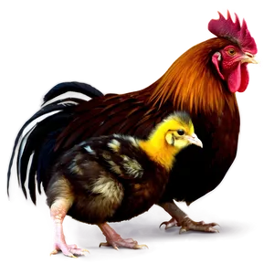 Rooster With Chicks PNG Ihu
