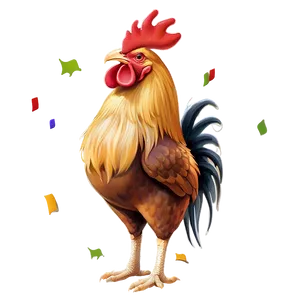 Rooster With Crowns PNG Muc