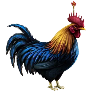 Rooster With Crowns PNG Rop