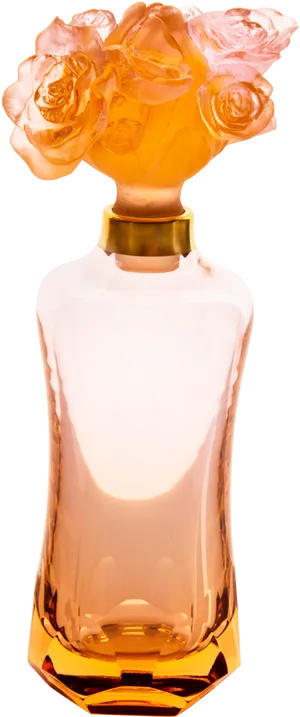 Rose Adorned Perfume Bottle PNG image