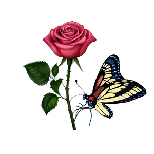 Rose And Butterfly Clipart PNG Glv1 PNG