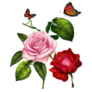Rose And Butterfly Clipart PNG Txu64 PNG