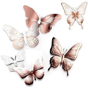 Rose Gold Butterfly Decor PNG 06282024