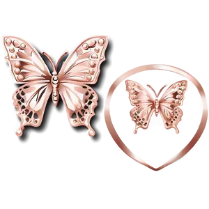 Rose Gold Butterfly Jewelry PNG 06282024
