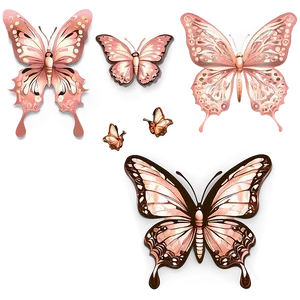 Rose Gold Butterfly Stationery PNG Vqg